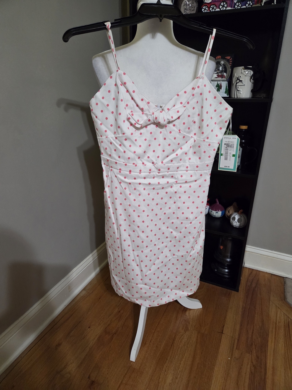 GB girls White Mini Dress with Pink Polka Dots